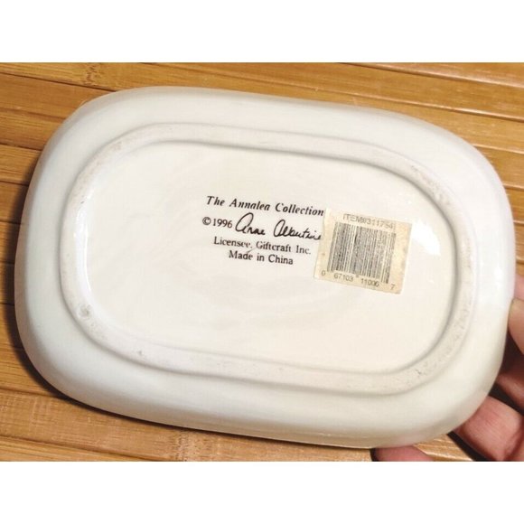 1996 Vintage Annalea Collection Anne Albutine Giftcraft Bunny Tray / Dish 5x7" - Picture 2 of 9